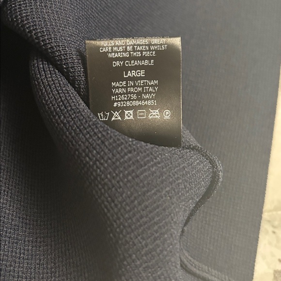 [$700] Scanlan Theodore Crepe Knit V Neck Navy Long Sleeve Dress. size Large - Picture 11 of 13